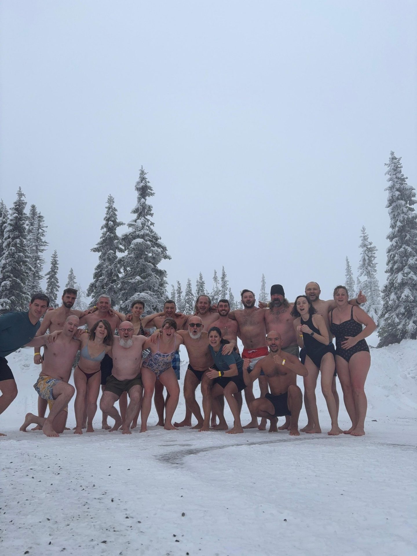 The group together in the snow